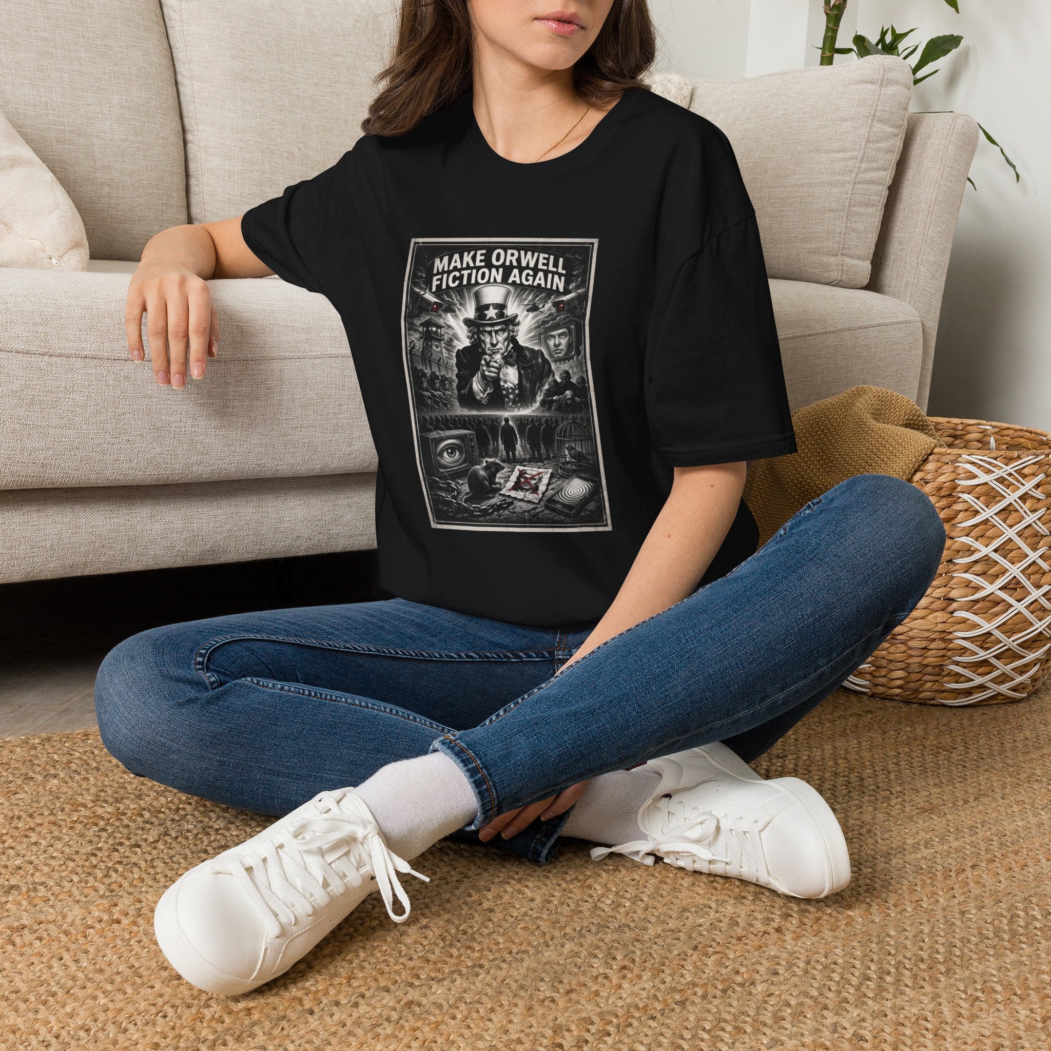Make Orwell Fiction Again T-Shirt: Uncle Sam | Brainkuzi