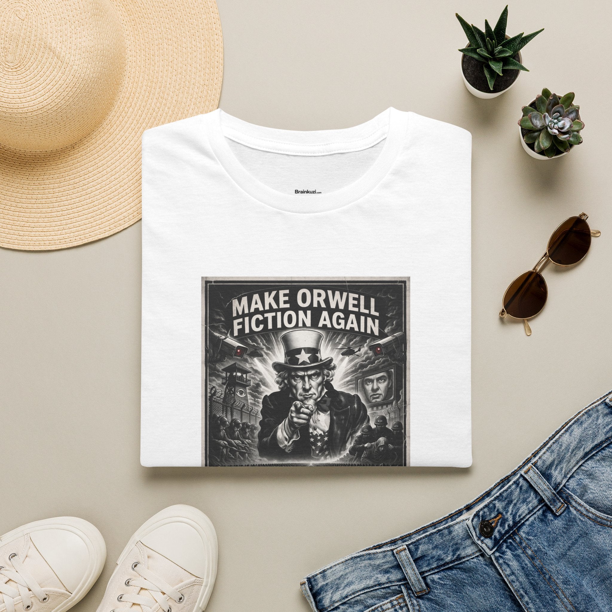 Make Orwell Fiction Again T-Shirt: Uncle Sam | Brainkuzi