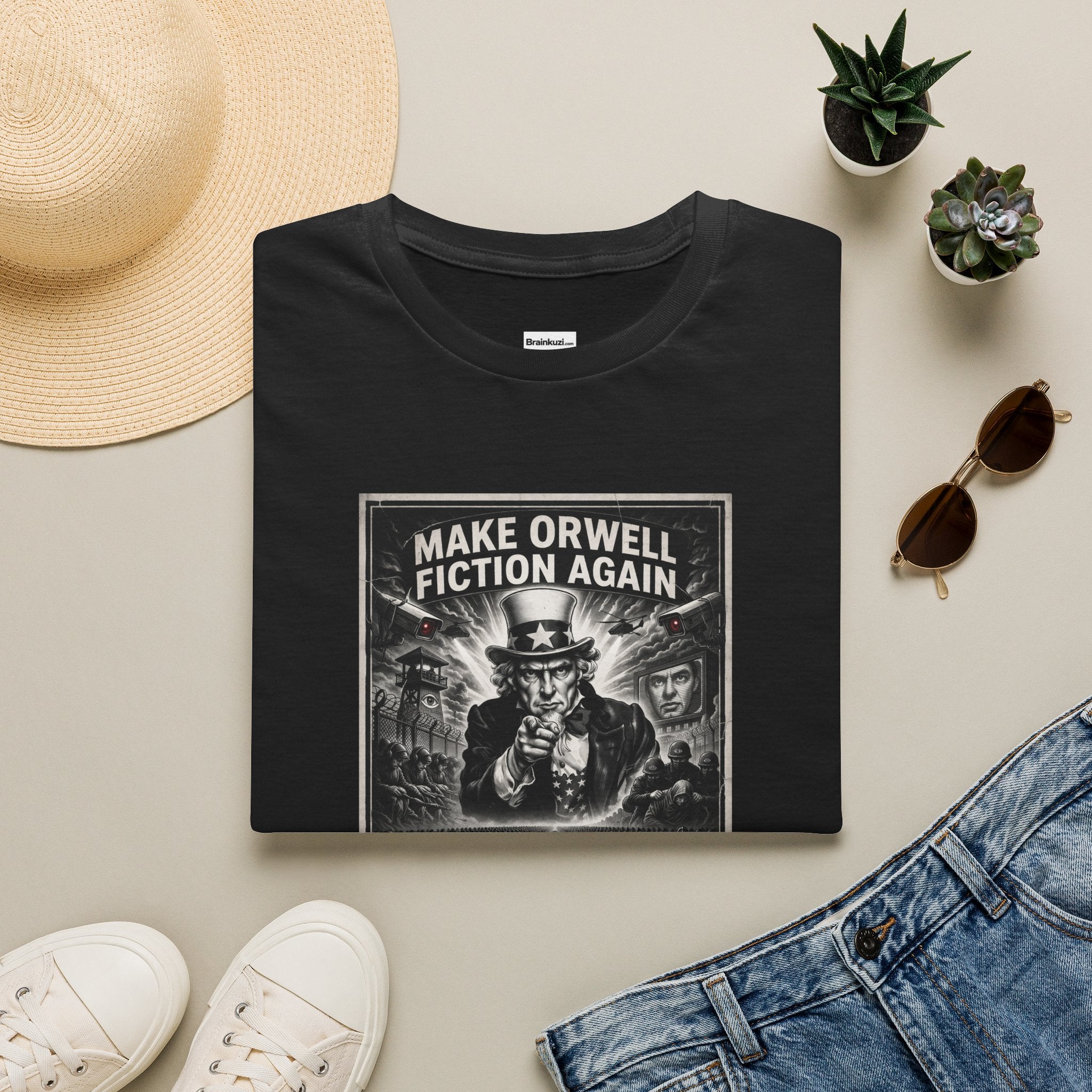 Make Orwell Fiction Again T-Shirt: Uncle Sam | Brainkuzi