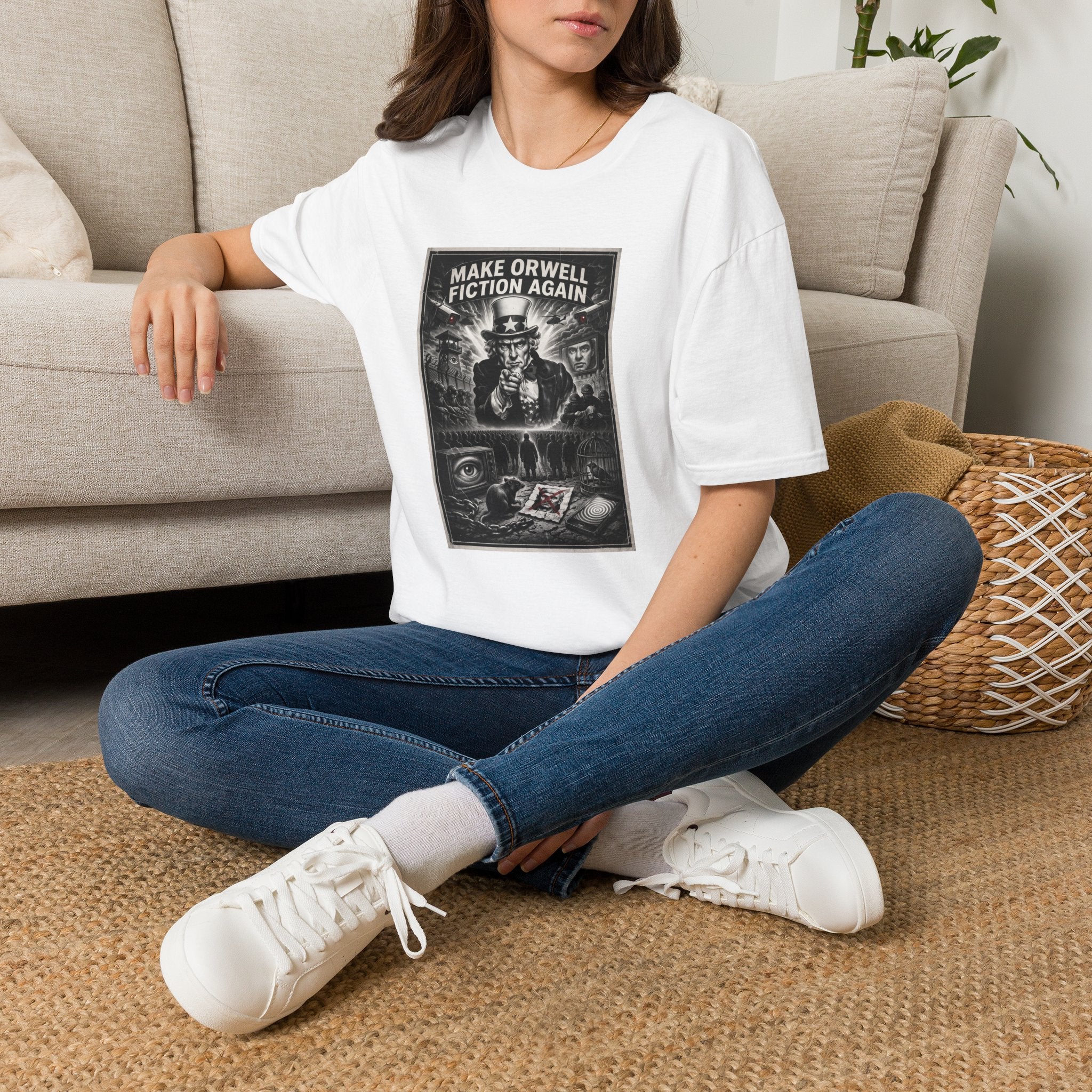 Make Orwell Fiction Again T-Shirt: Uncle Sam | Brainkuzi