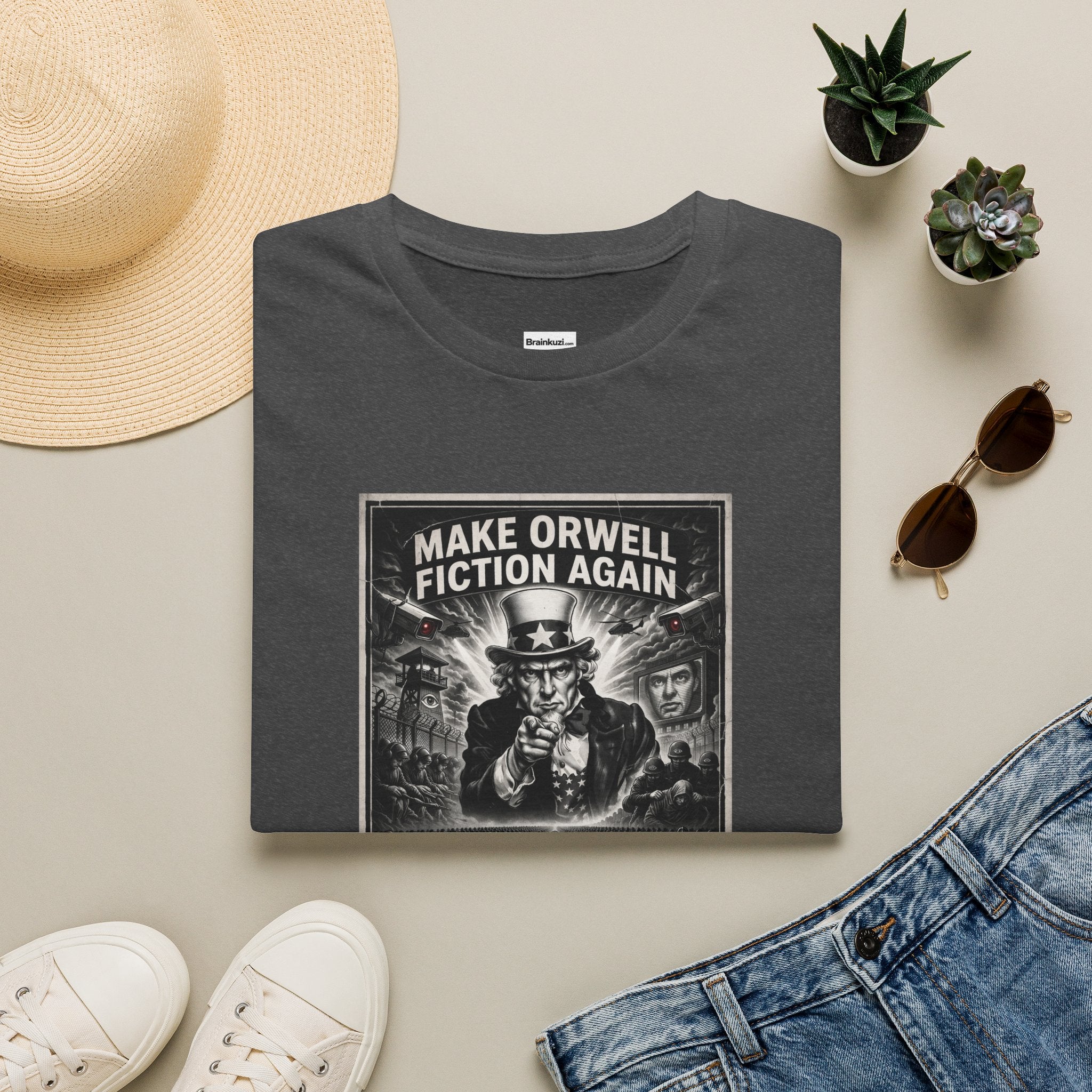 Make Orwell Fiction Again T-Shirt: Uncle Sam | Brainkuzi
